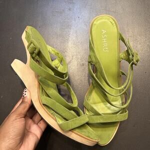 Suede Strappy Mule Sandals with Wooden Heels! GORGEOUS! #Y2k #Mules Size 12